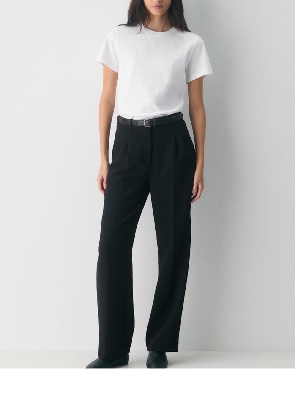 NWOT Aritzia Black High Waist Wide-Leg Pleated Wool Trousers Size 8